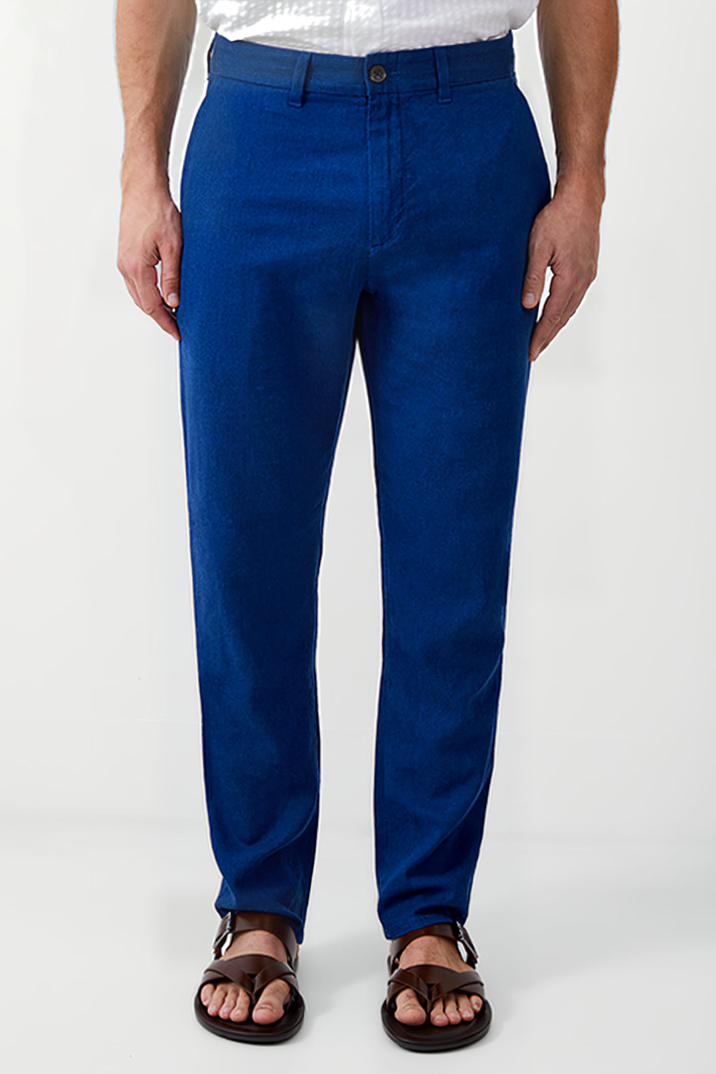 LINEN BLEND TROUSER BLUE 1