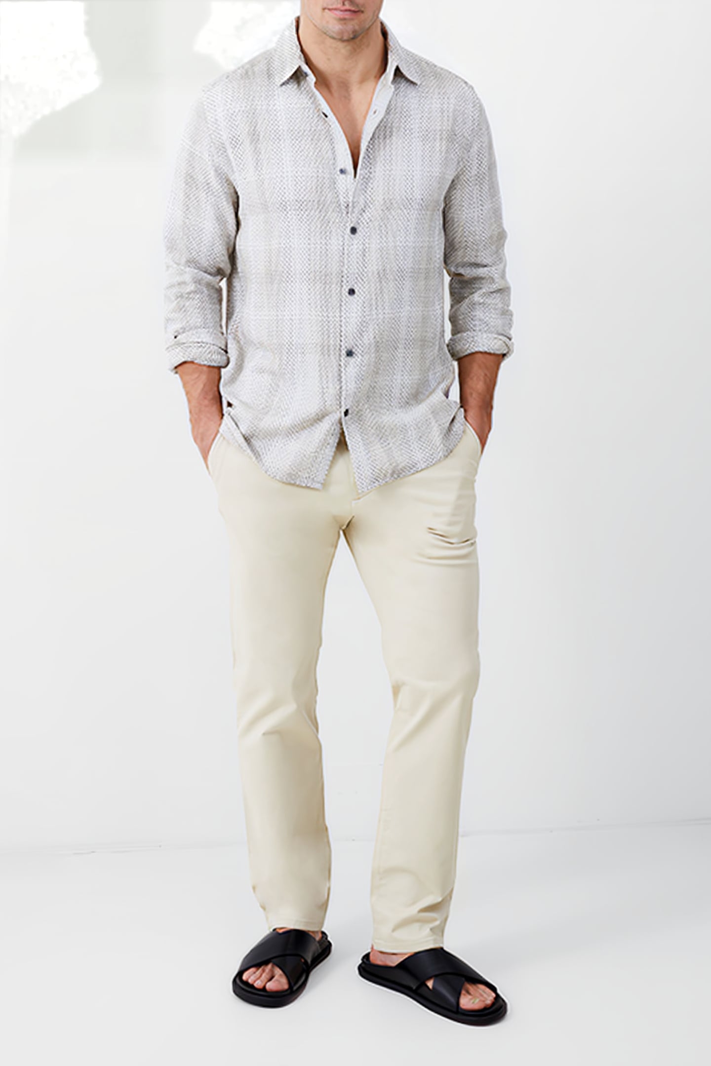 BARROW DOBBY LS SHIRT BROWN 2