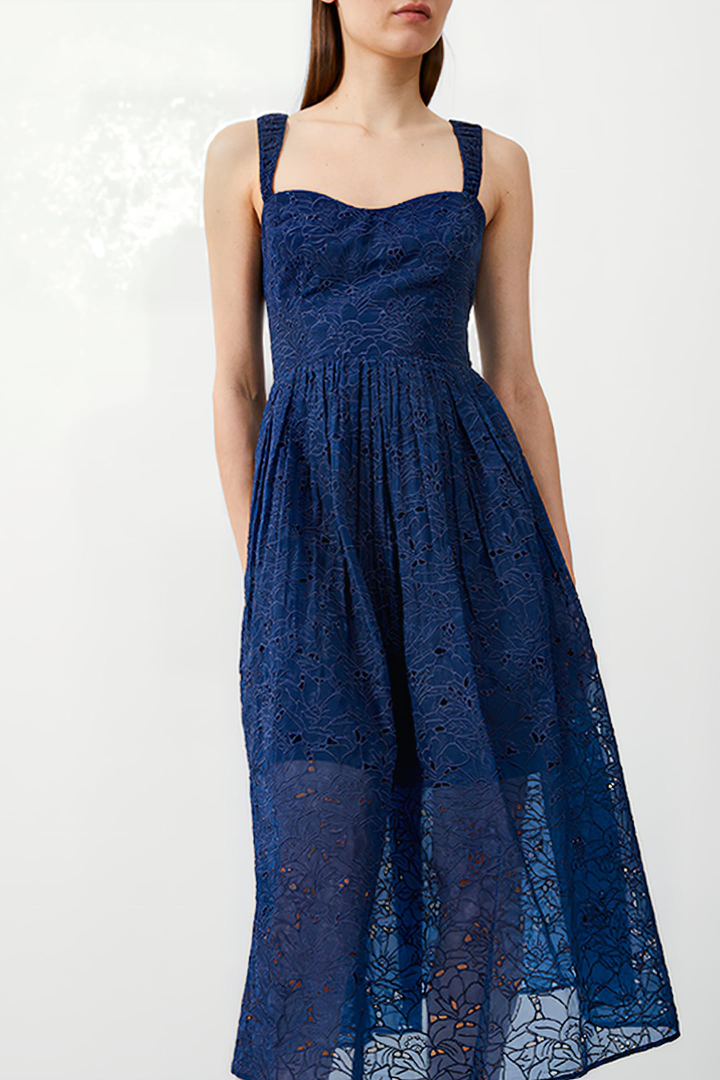 EMBROIDERED LACE STRAPPY DRESS BLUE 3