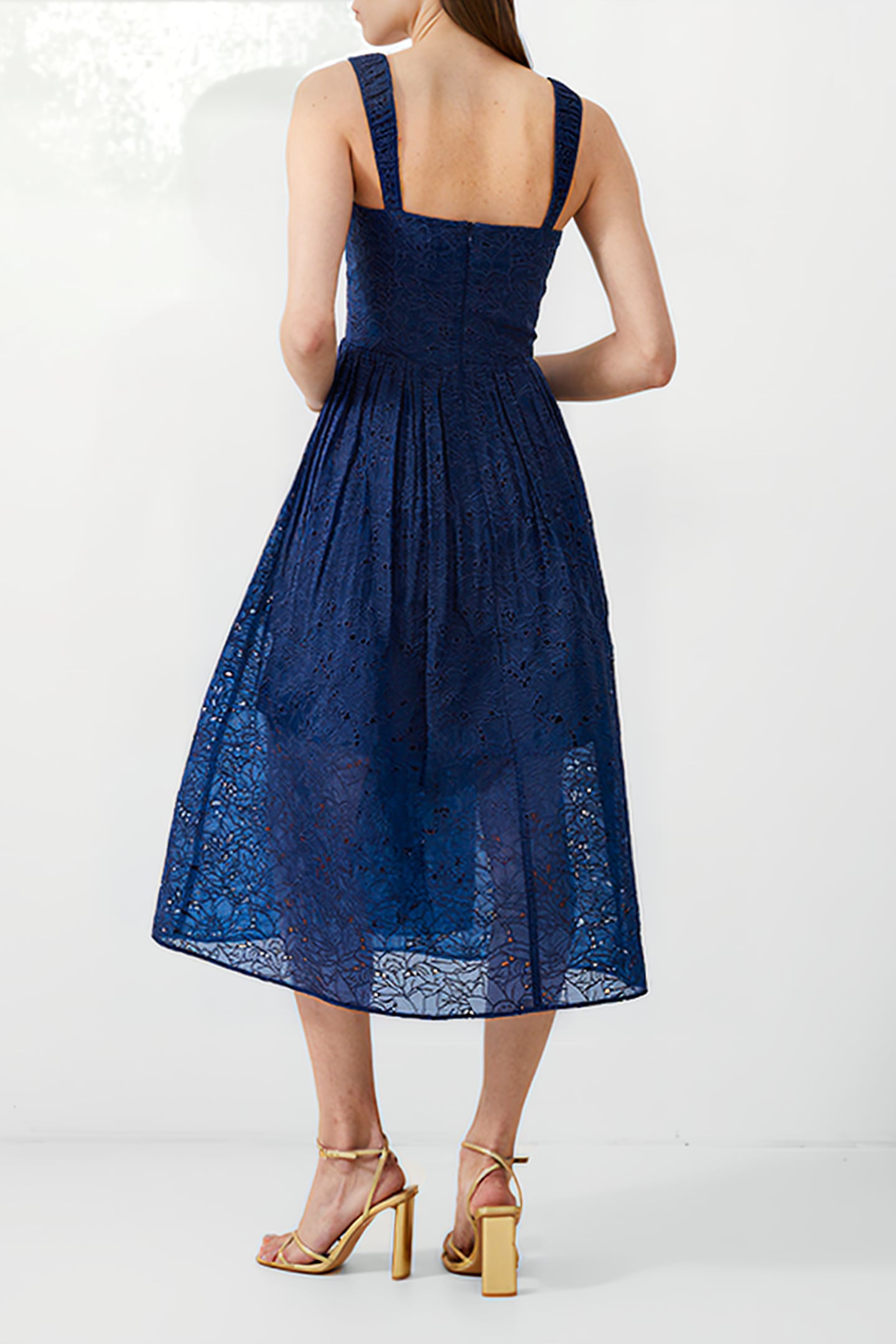EMBROIDERED LACE STRAPPY DRESS BLUE 2