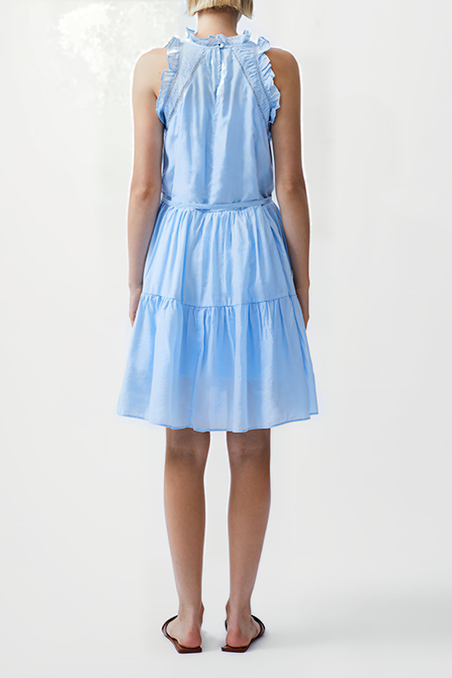 EMILY TIERED FLARED DRESS BLUE 2