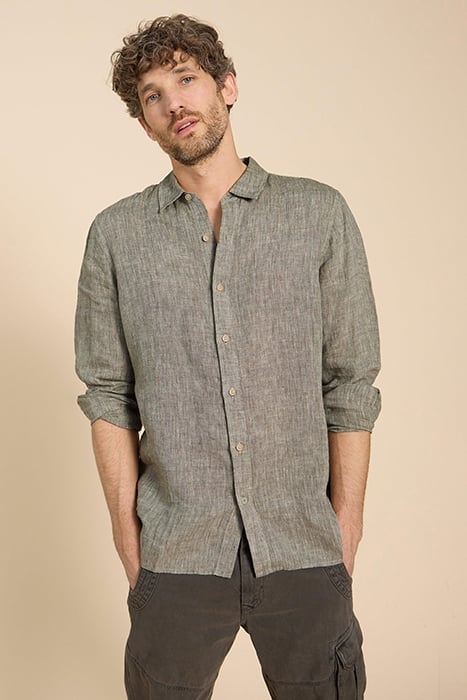 PEMBROKE  LINEN SHIRT KHAKI GREEN 1