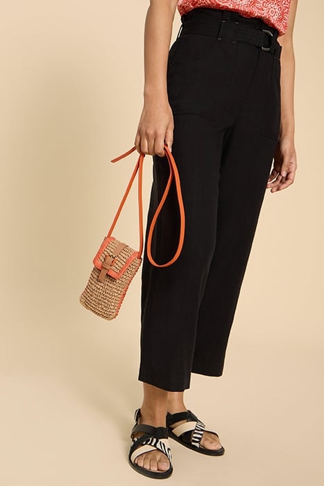 CLARA BUCKLE RAFFIA PHONE BAG ORANGE 1