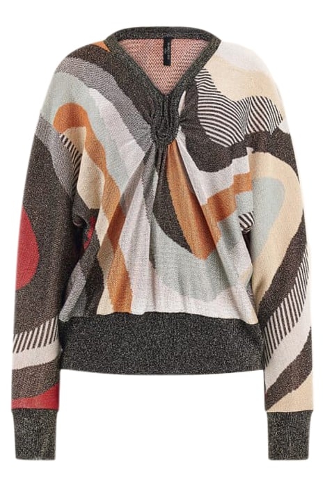 SCARLETT BAT SLEEVE HIGHLOW ALL OVER KNITTED SWEATER JACQ 4