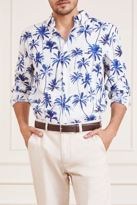 JOE COLLAR NOTCHE BLUE PALM CASUAL SHIRT PRINT 1