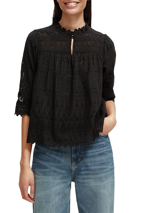BRODERIE ANGLAISE TOP BLACK 1