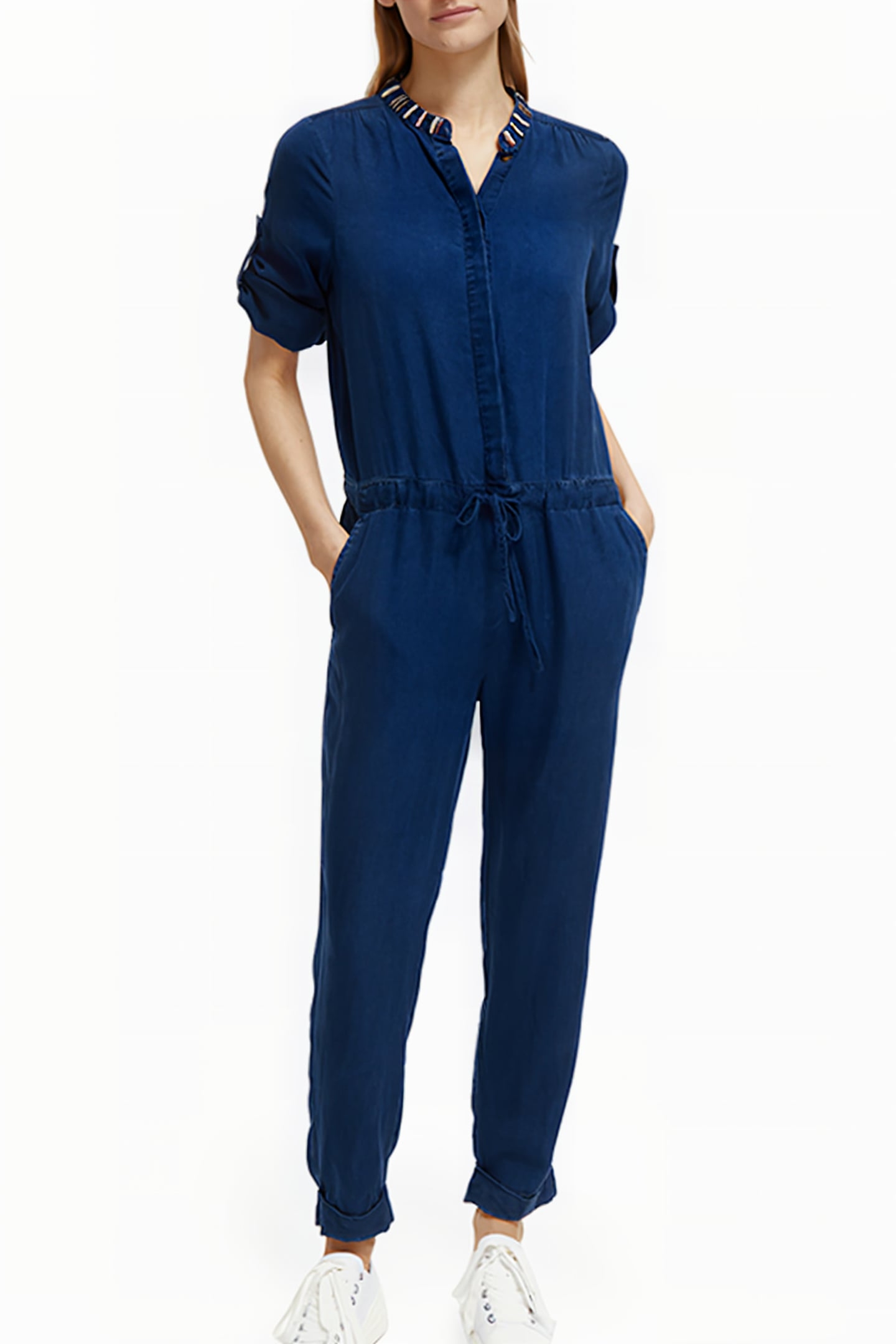 INDIGO TENCEL DENIM WASHED ALL IN ONE WITH BEADING DETAILS I 5