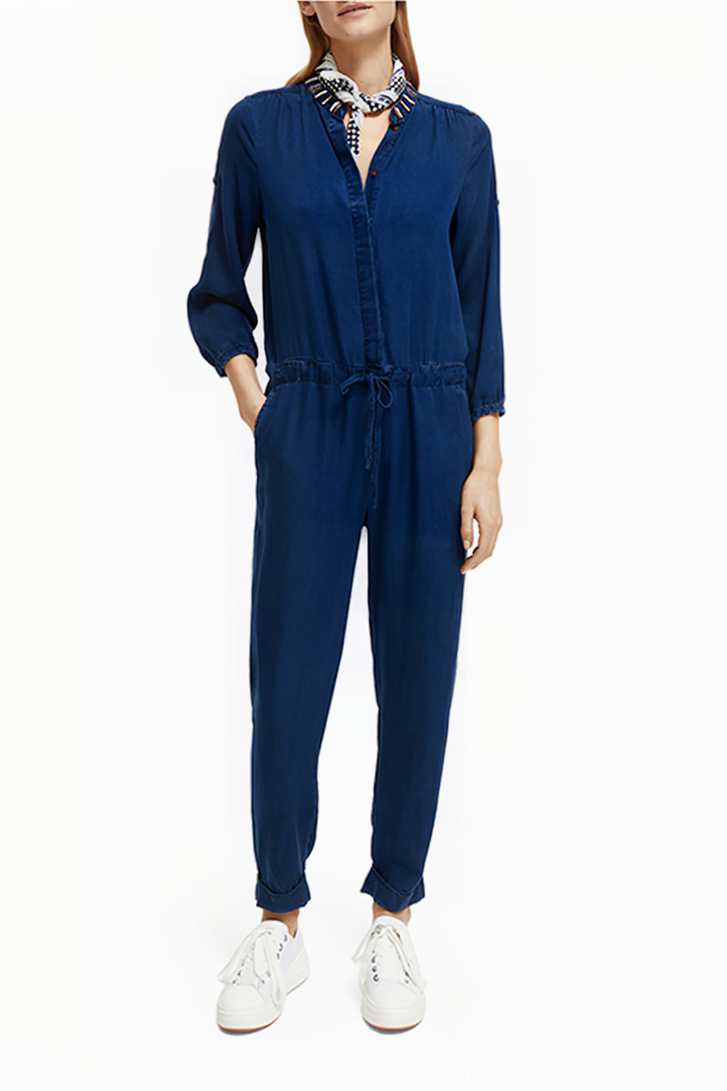 INDIGO TENCEL DENIM WASHED ALL IN ONE WITH BEADING DETAILS I 1