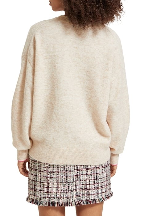 FUZZY CREW NECK PULLOVER SAND MELANGE 2