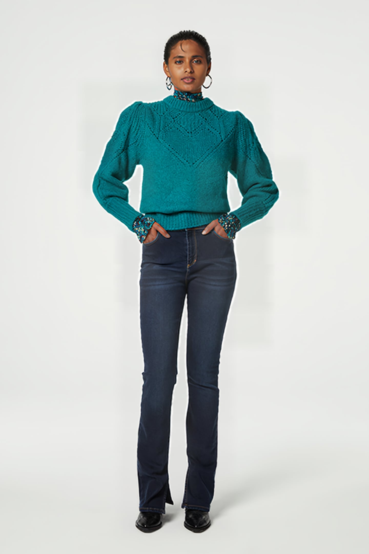 EVA SLIM SPLIT DARK MEDIUM DENIM 1