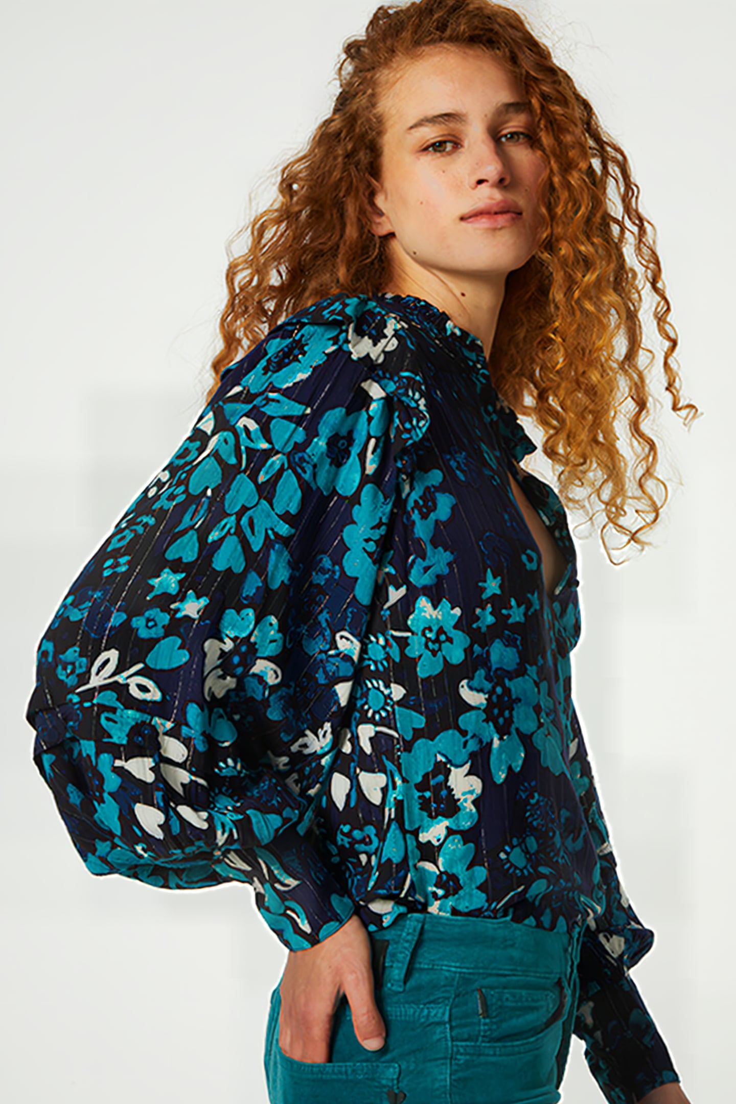 PHILO BLOUSE BLACK/KEEP IT TEAL 5
