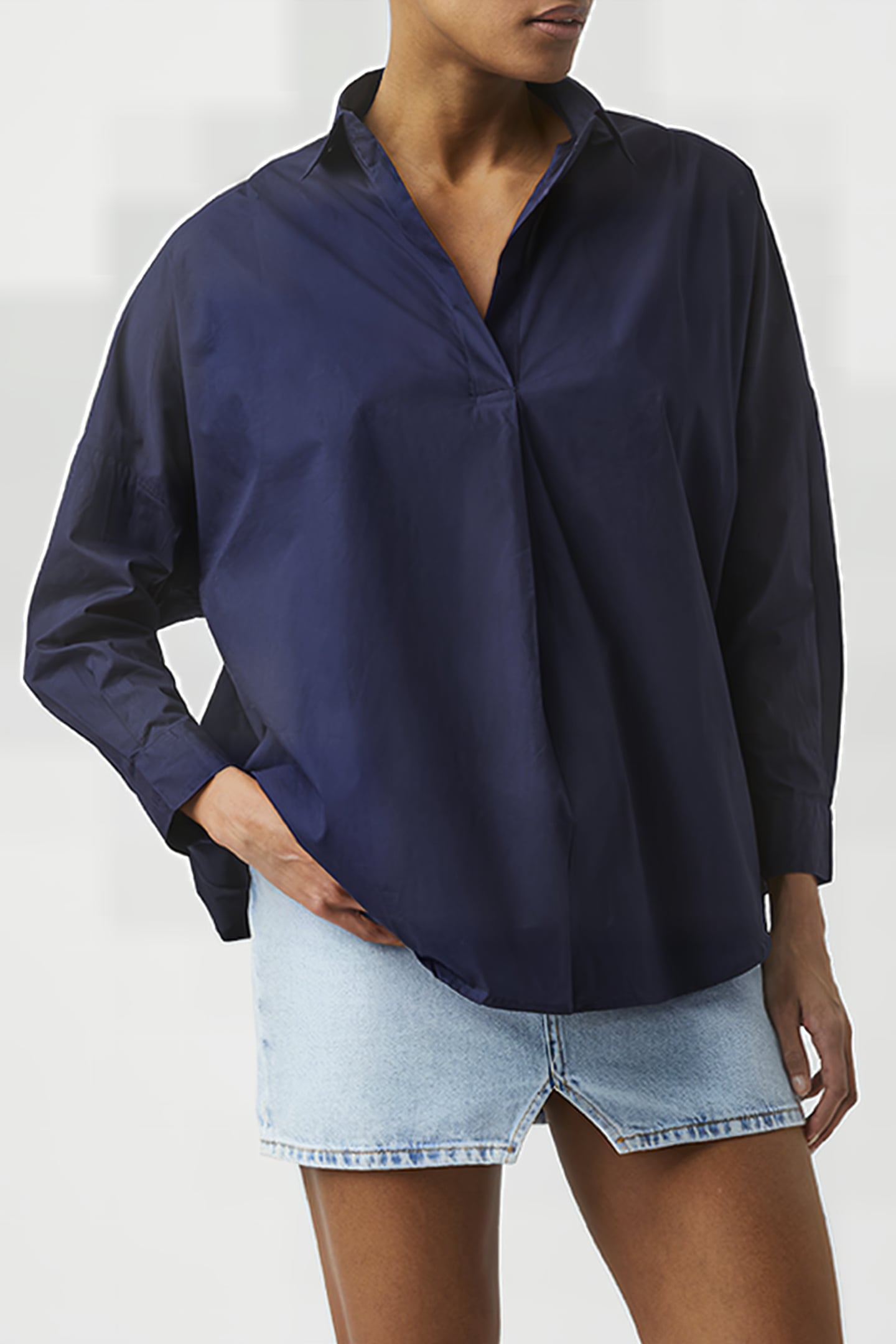 RHODES POPLIN POPOVER SHIRT BLUE 1
