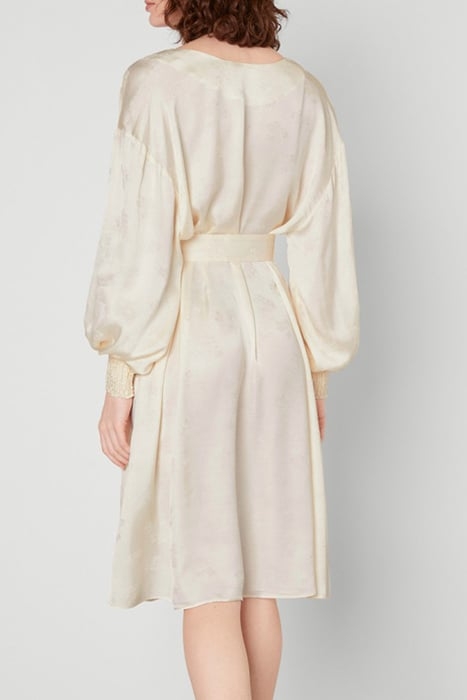 7/8 SLEEVES V COLLAR LONG DRESS NACRE 2