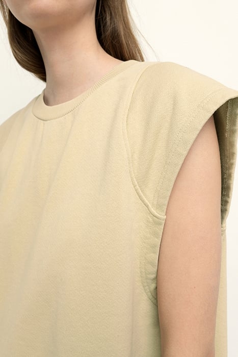 ROUND COLLAR SLEEVELESS SHORT DRESS LATTE VINTAGE 5