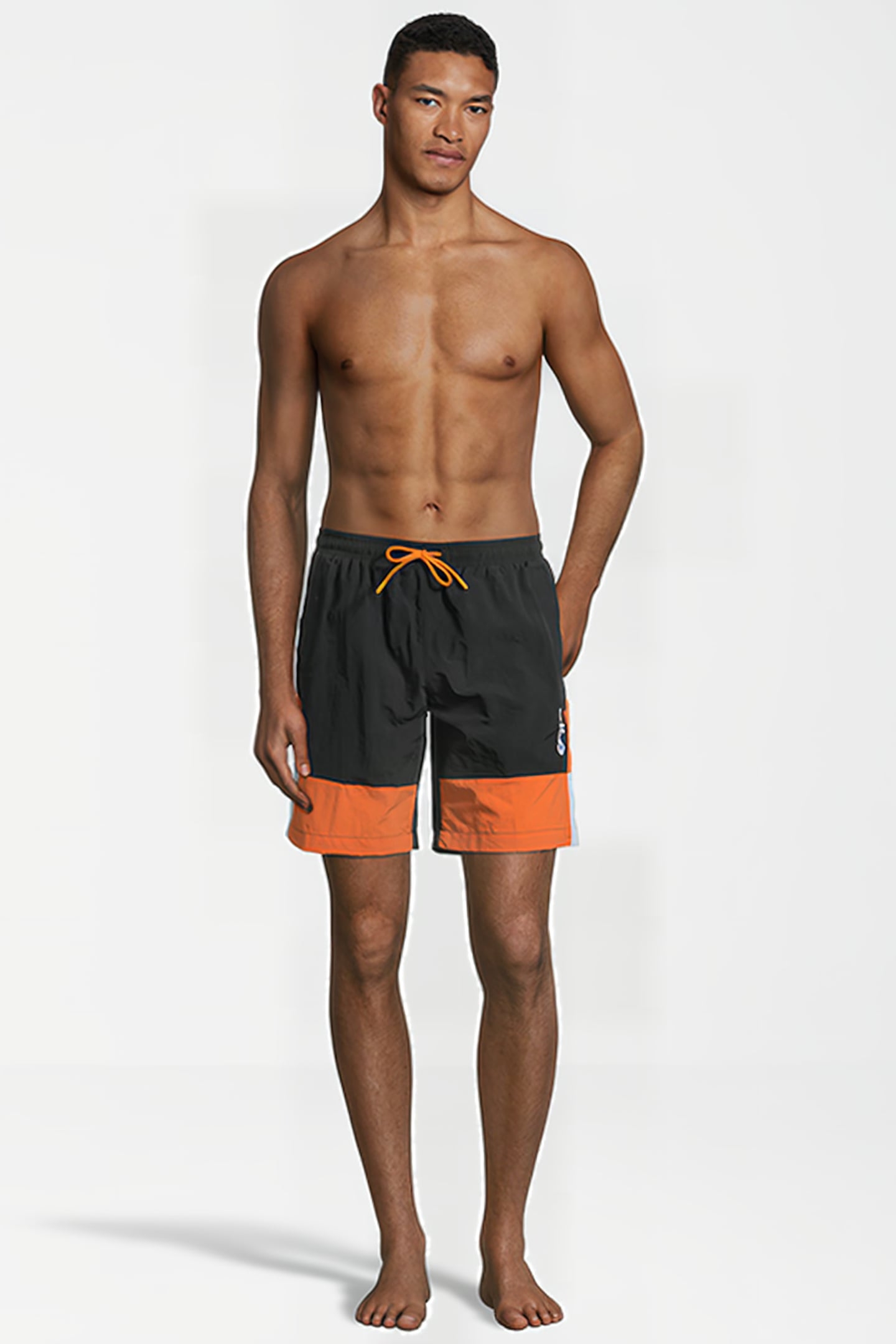 SCIACCA SWIM SHORTS BLACK-CELOSIA ORANGE-BRIGHT WHITE 3