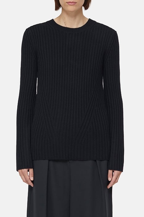 CREW NECK LONG SLEEVE KNITS BLACK 1