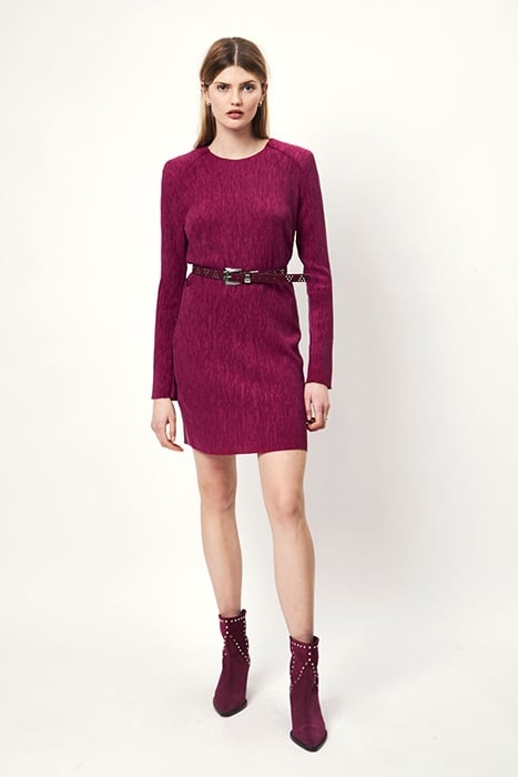 ANOUR PLISSÉ MINI DRESS MULBERRY 1