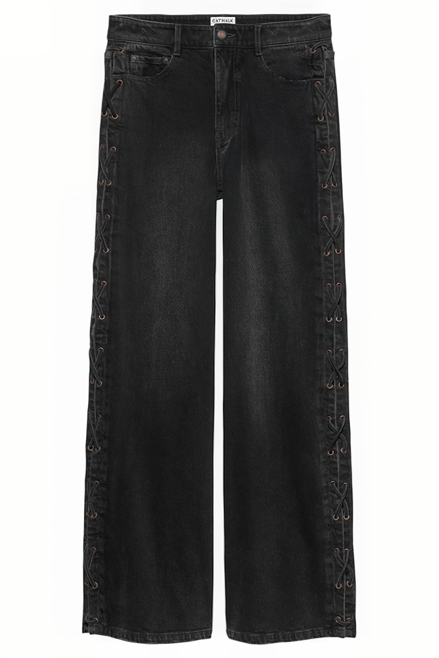 LOOSE FIT JEANS WITH LACE DETAIL WASHED BLACK 2