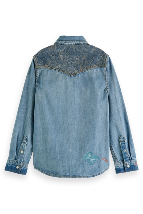 BOYS REWORKED AND CUSTOMIZED DENIM WESTERN SHIRT INDIGO 5