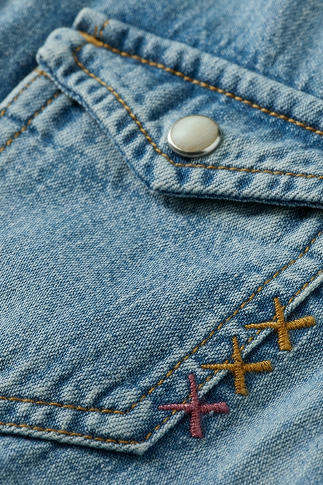 BOYS REWORKED AND CUSTOMIZED DENIM WESTERN SHIRT INDIGO 7