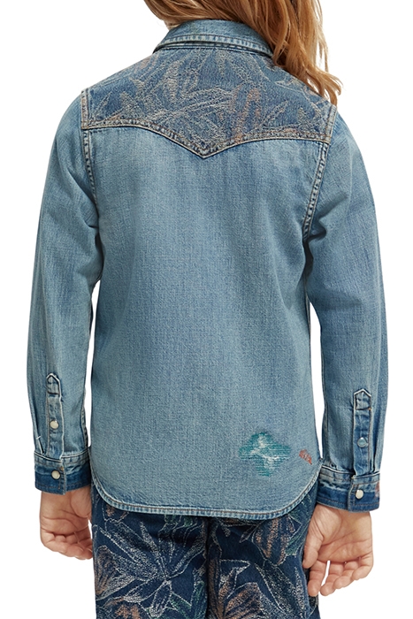 BOYS REWORKED AND CUSTOMIZED DENIM WESTERN SHIRT INDIGO 2
