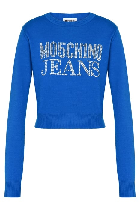 RHINESTONE LOGO WOOL BLEND SWEATER BLUE 3