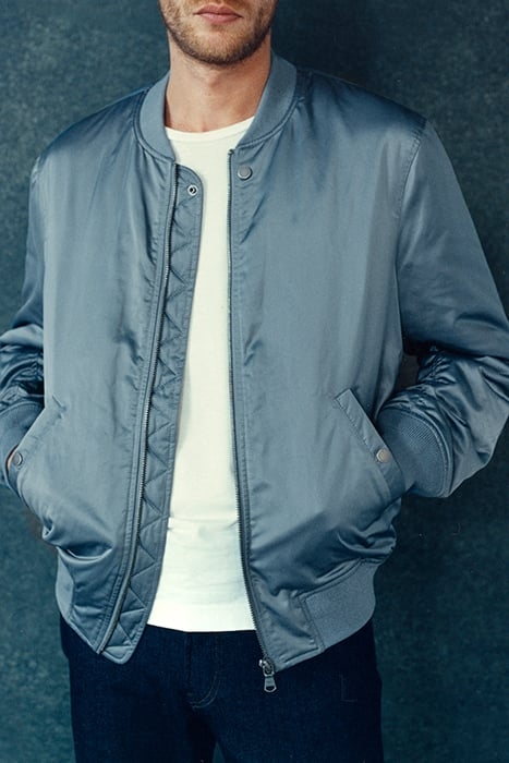 LIGHT BLUE SATIN NYLON BOMBER JACKET 7