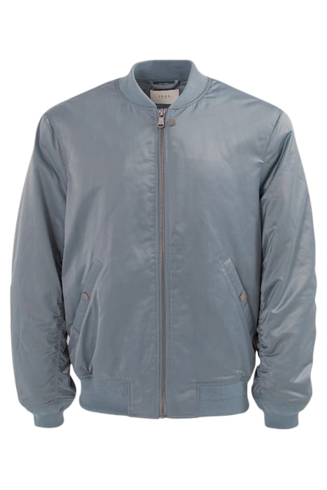 LIGHT BLUE SATIN NYLON BOMBER JACKET 4
