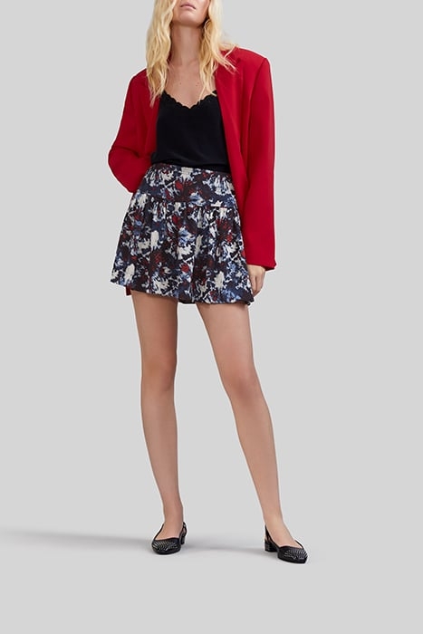 NAVY RECYCLED SHORT SKIRT WITH BATIK FLOWER PRINT 3