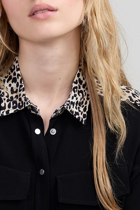 BLACK LENZING™ ECOVERO™ ROCK LEOPARD DETAIL SHIRT 5