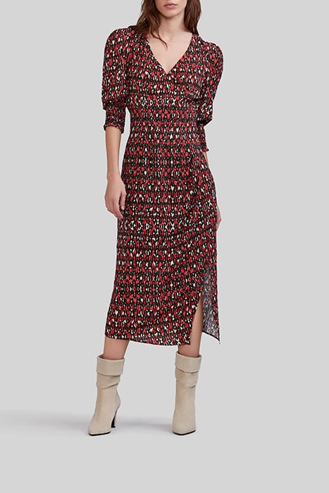 BLACK IKAT PRINT MIDI DRESS 1