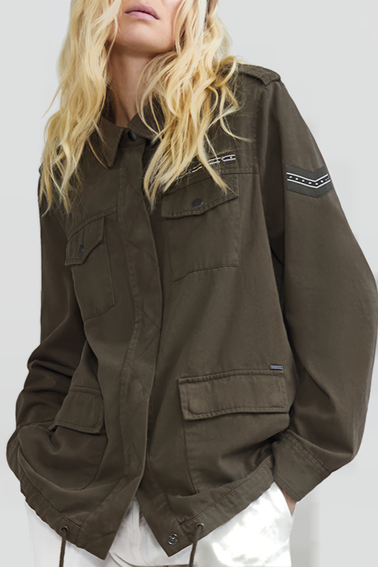 KHAKI COTTON SAFARI JACKET, XL IMAGE BACK 4