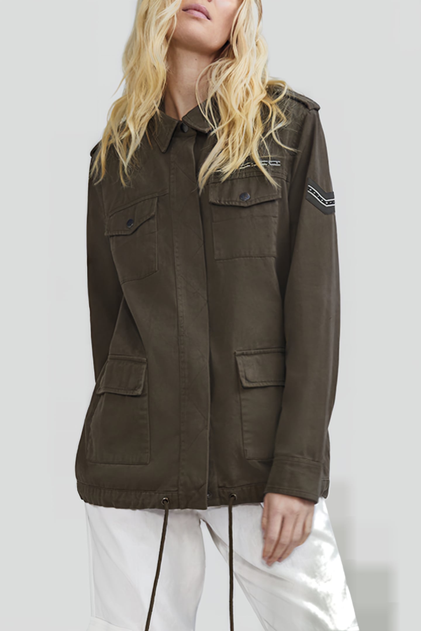 KHAKI COTTON SAFARI JACKET, XL IMAGE BACK 1