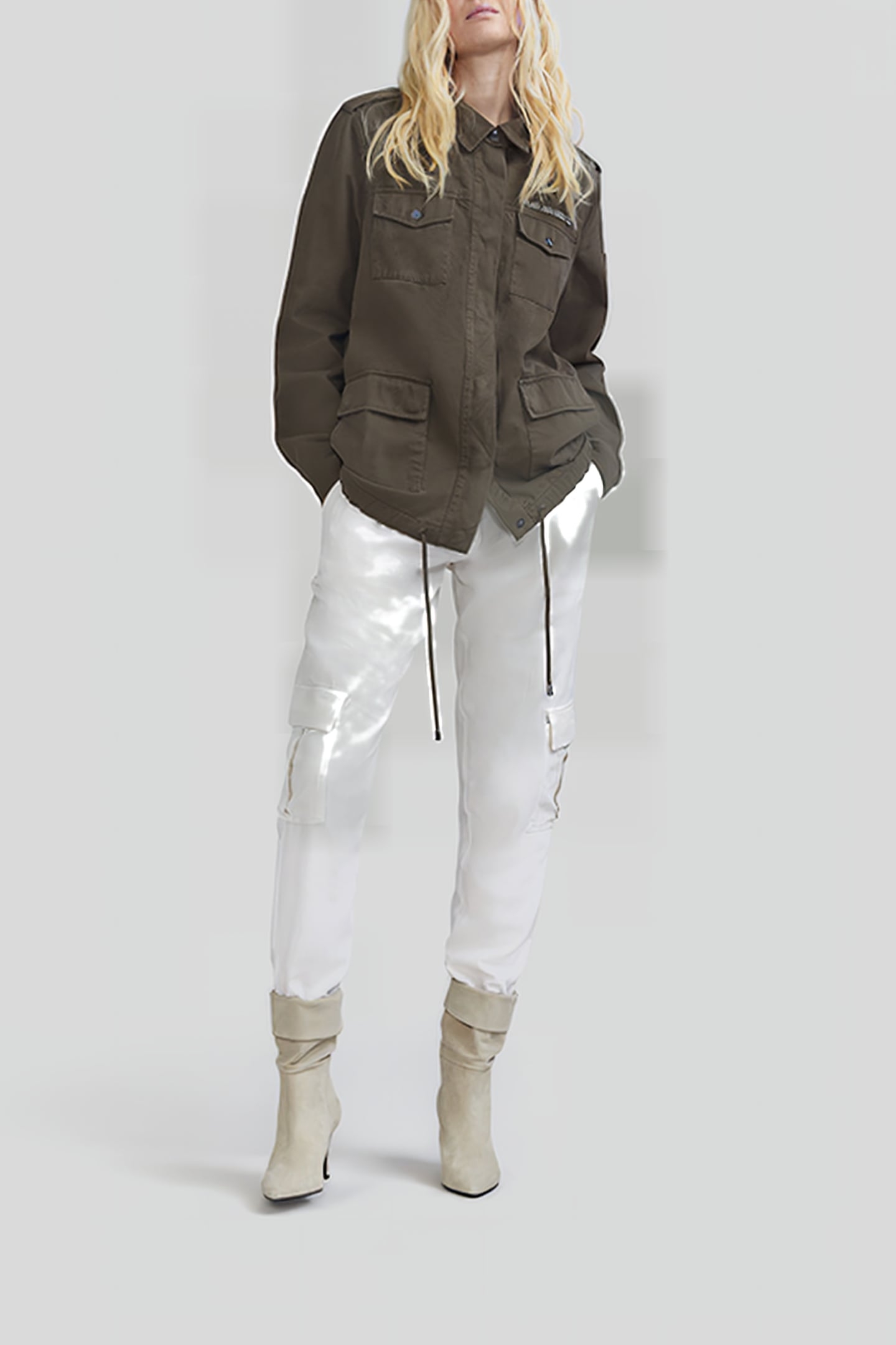 KHAKI COTTON SAFARI JACKET, XL IMAGE BACK 3