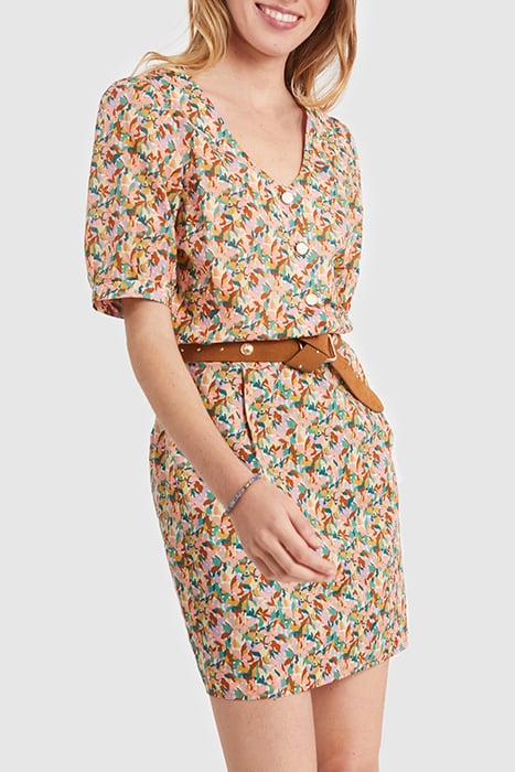 SALMON PINK FLORAL PRINT DRESS 1