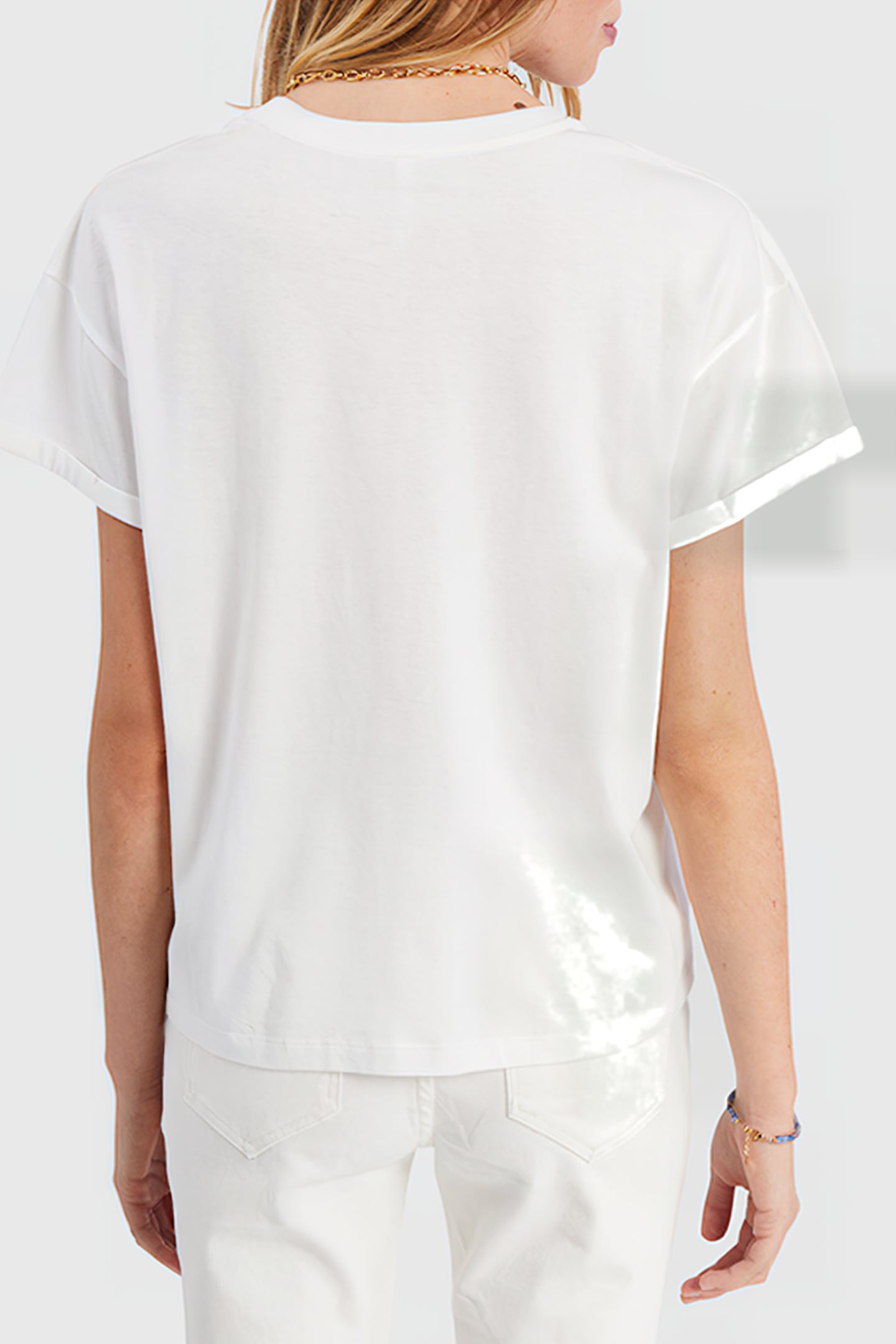 OFF-WHITE T-SHIRT, ROCK MINI-FLOWER & HEART IMAGE 2