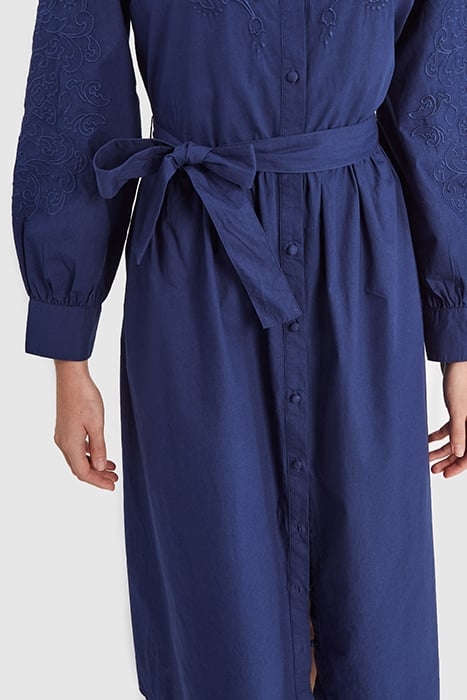 INDIGO LONG DRESS WITH TONE-ON-TONE EMBROIDERY 4