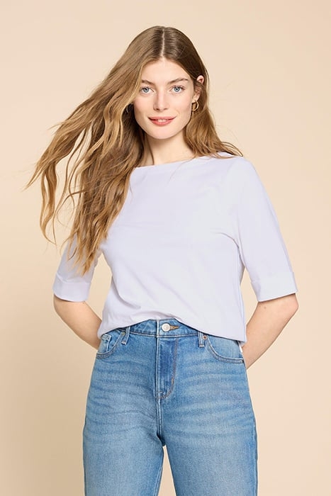 SYDNEY BOAT NECK TEE BRILLIANT WHITE 1