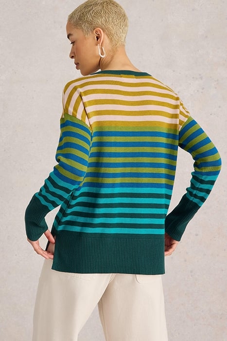 OLIVE STRIPE JUMPER GREEN MULTI 2