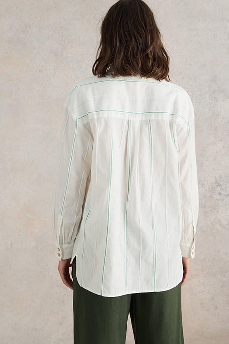 LAUREL LONGLINE COTTON SHIRT IVORY MULTI 2