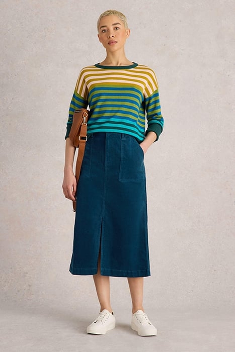 MAREN ORGANIC CORD SKIRT DARK TEAL 3