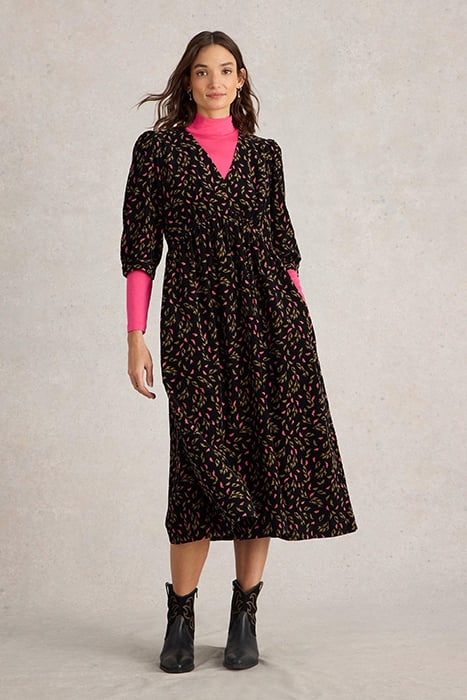 LUCY CORD DRESS BLACK PRINT 1