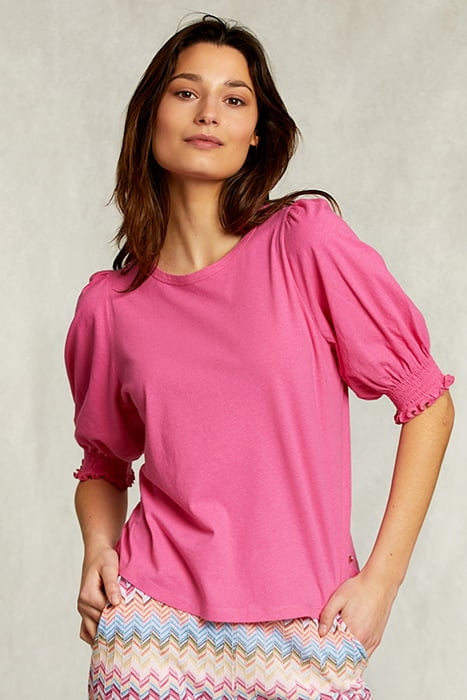 FUSHIA T-SHIRT 3/4 SLEEVES WITH SMOCK PINK 1