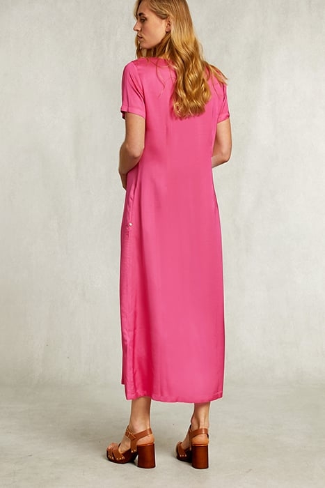 FUCHSIA LONG V-NECK DRESS 2