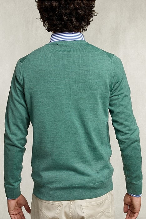 BASIC MERINO CREW NECK PULLOVER HERB MIX GREEN 2