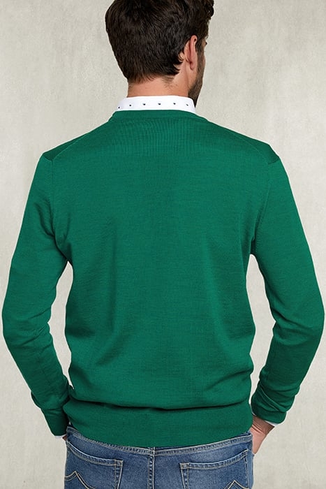 BASIC MERINO V-NECK PULLOVER NEW GREEN MIX GREEN 2