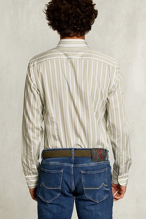 SLIM FIT STRIPED SHIRT GREEN/WHITE 2