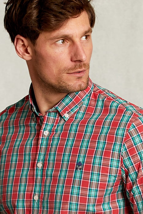 SLIM FIT CHECKED SHIRT GREEN/RED RED 3