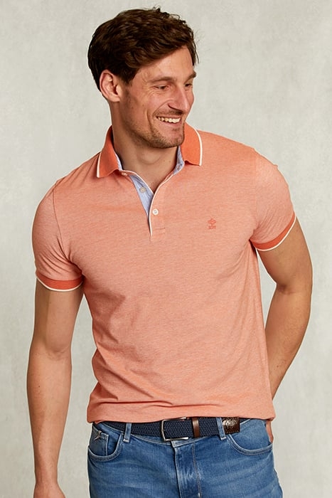 CUSTOM FIT COTTON POLO SERENGETI MIX ORANGE 1