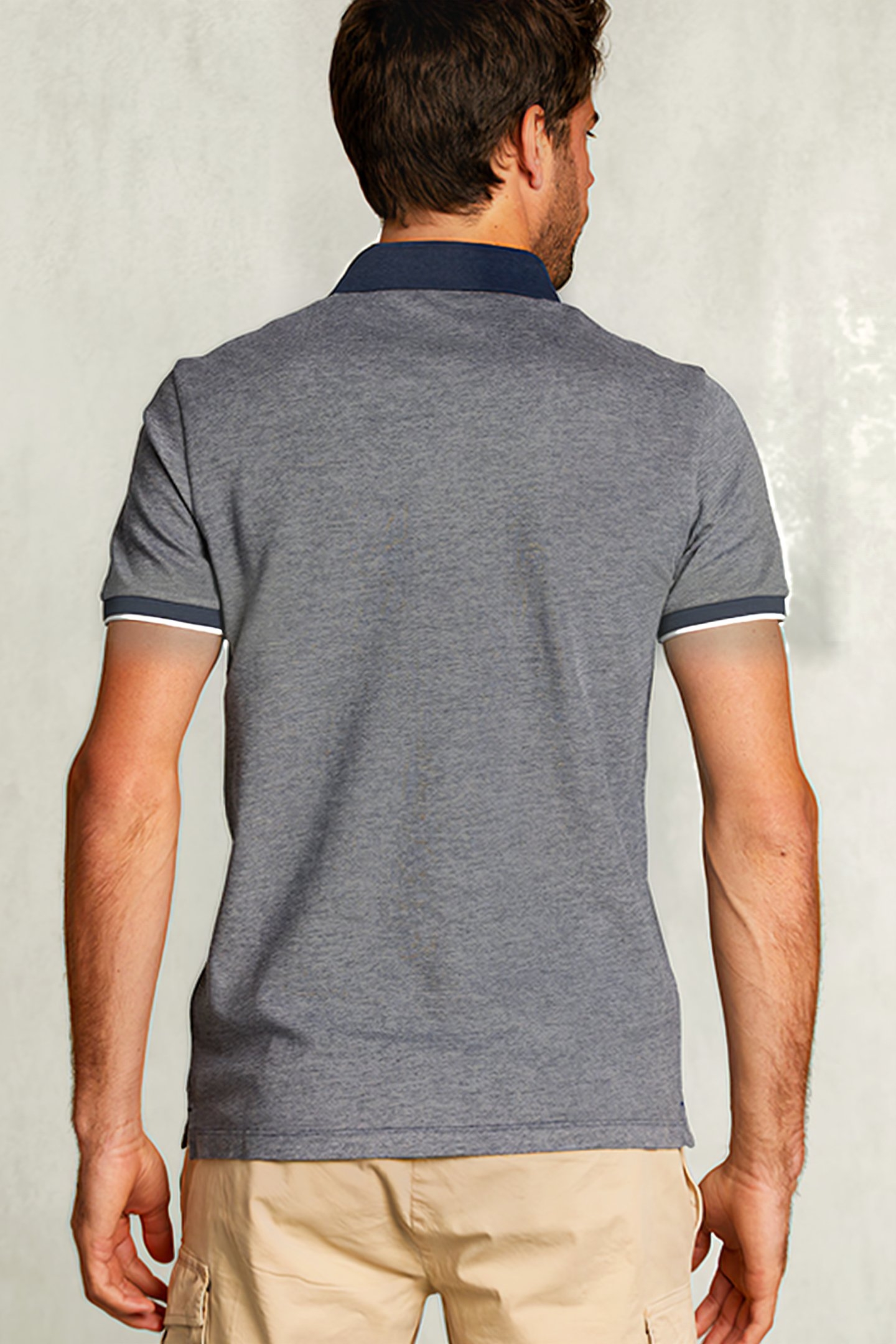 CUSTOM FIT COTTON POLO INDIAN OCEAN MIX BLUE 2